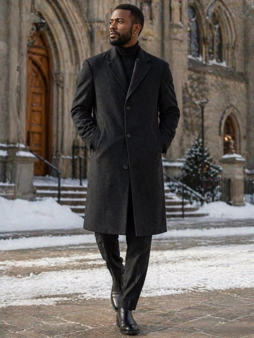 Mens Barrington Wool Cashmere Overcoat Size 40S Charcoal 3-Button Lined EUC